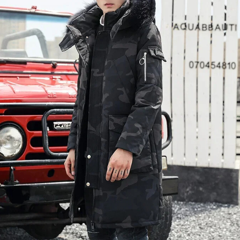 Herren Parka Winterjacke mit abnehmbarer Kapuze und praktischen Taschen