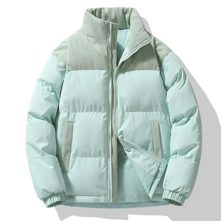 Herren Puffer Jacke mit Stehkragen und Diagonalen Taschen