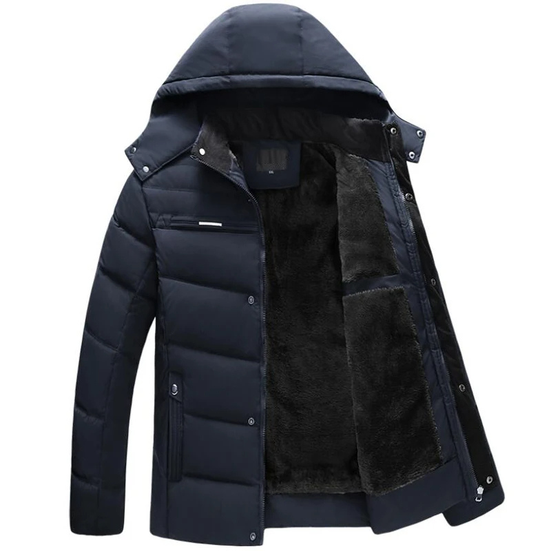 Herren Parka Winterjacke mit Fleece-Innenfutter und Kapuze