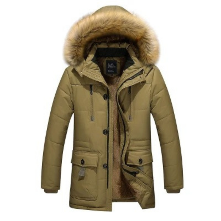 Herren Parka Winterjacke Mit Warmem Futter Und Abnehmbarem Fellkragen