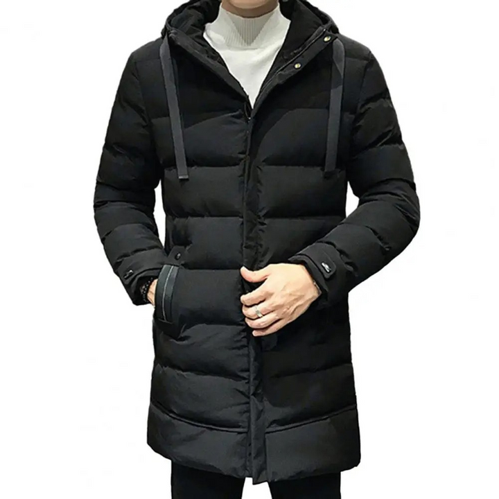 Puffer Jacke Herren Lang mit Verstellbarer Kapuze und Seitentaschen