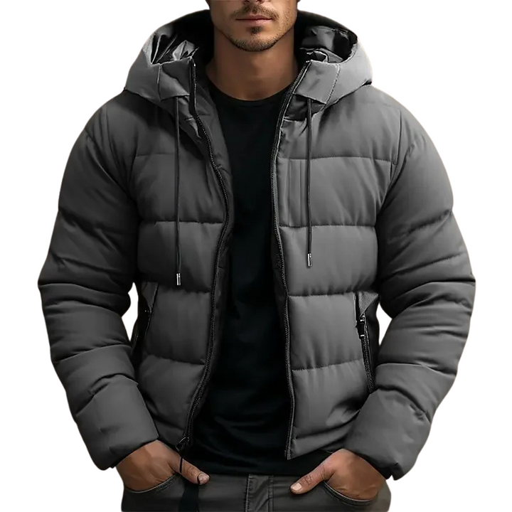 Herren Puffer Jacke mit Kapuze und Reißverschlusstaschen - Winterjacke