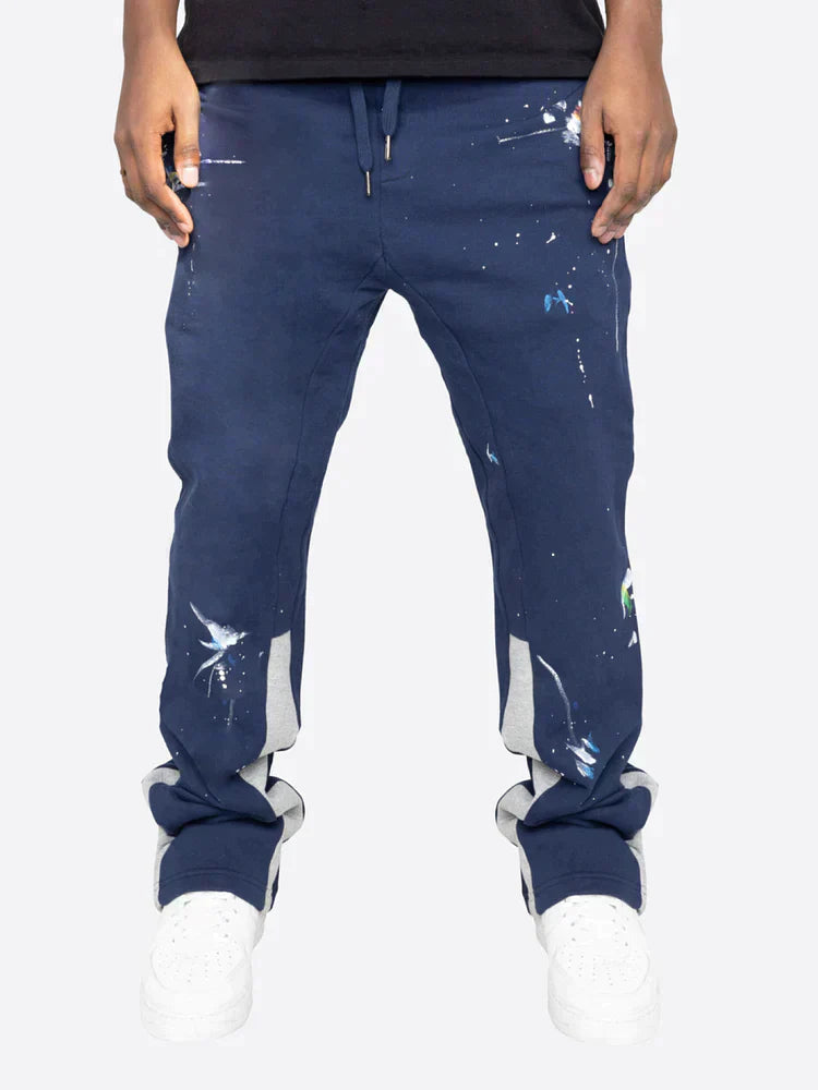 Herren - Flare Sweatpants - Bequeme Baumwolle - Farbspritzer für entspannte Tage