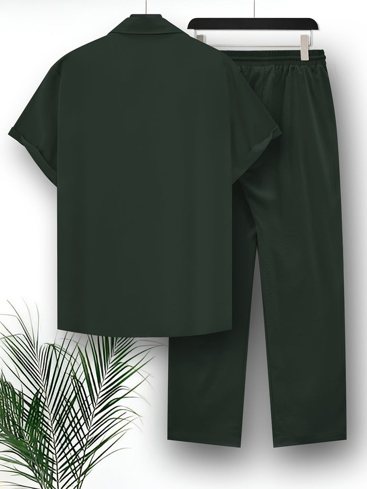 Set mit Oberteil und Hose - Casual - Polyester, kurze Ärmel, Unifarben - Perfekt für Freizeitkleidung