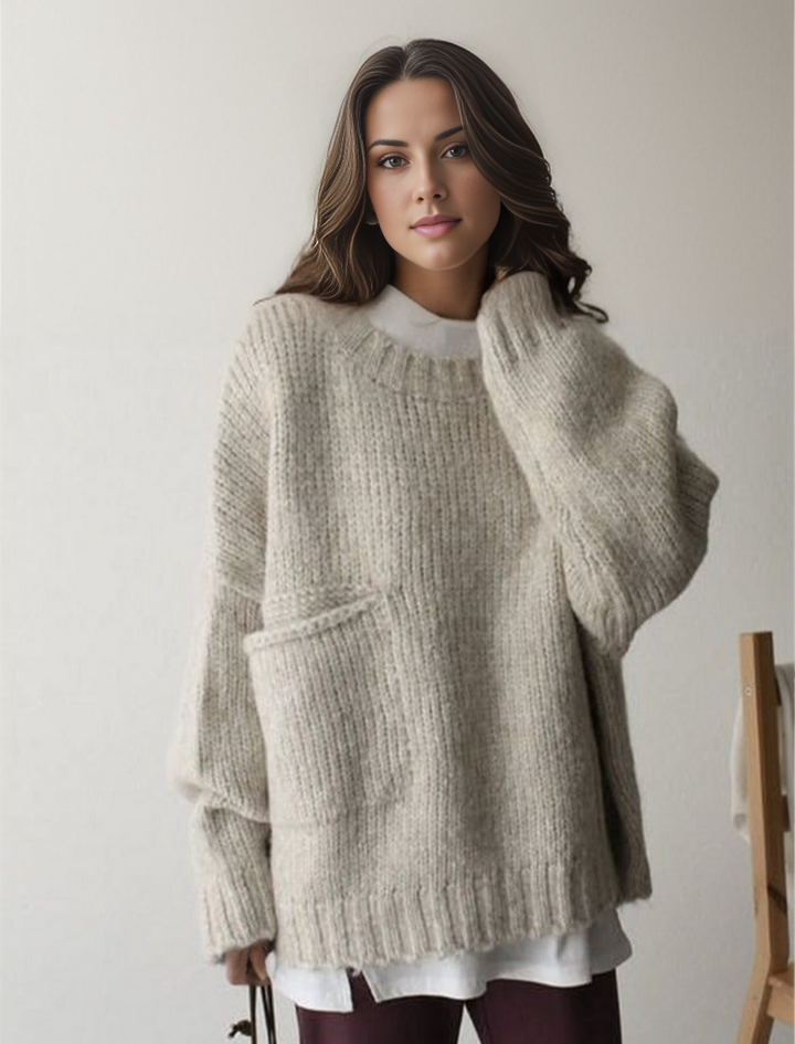 Übergroßer Strickpullover mit Tasche