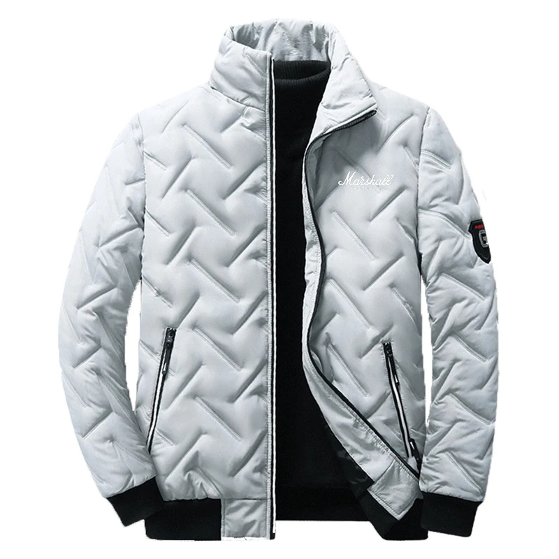 Herren Puffer Jacke mit Logo-Stickerei und Reißverschlusstaschen