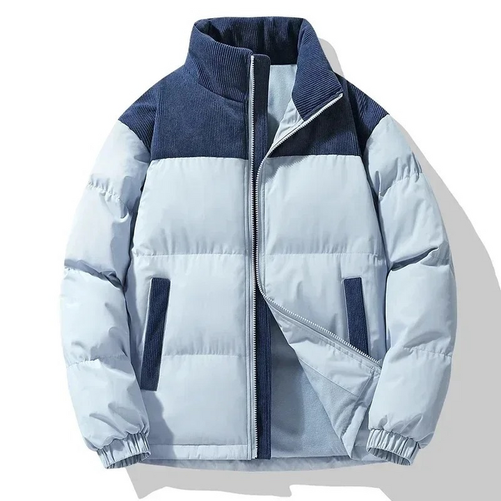 Herren Puffer Jacke mit Stehkragen und Diagonalen Taschen