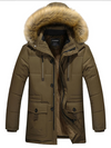 Herren Parka Winterjacke mit Fellkapuze und Fleece-Futter