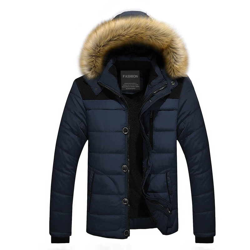 Herren Parka Winterjacke mit abnehmbarer Kapuze und Knopfverschluss