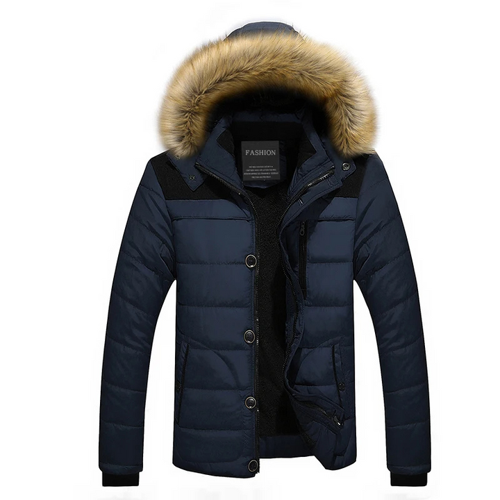 Herren Parka Winterjacke mit abnehmbarer Kapuze und Knopfverschluss