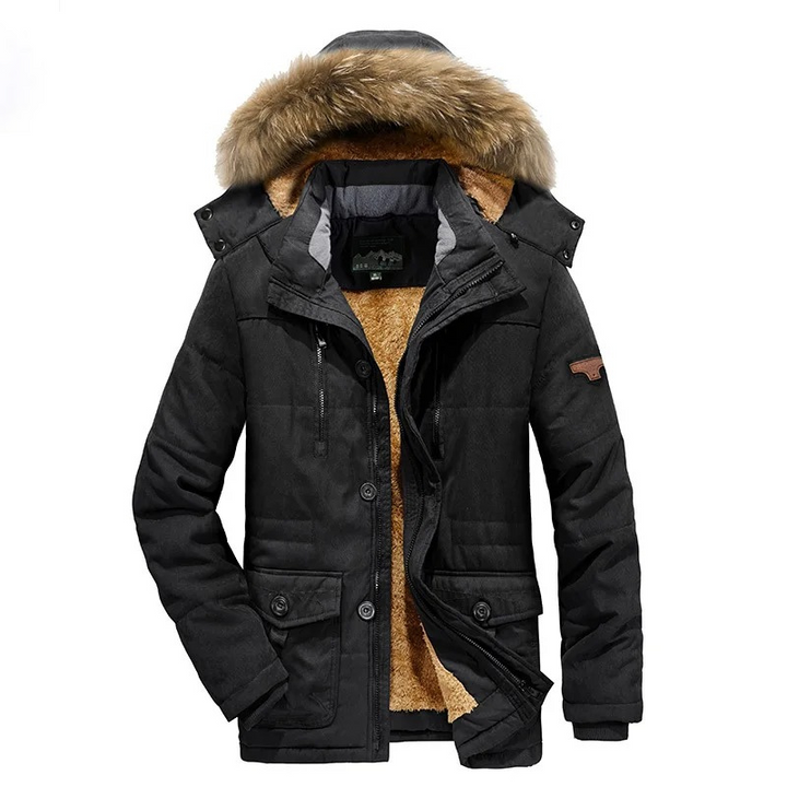 Parka Jacke Herren mit Abnehmbarem Kunstpelz und Fleece-Futter