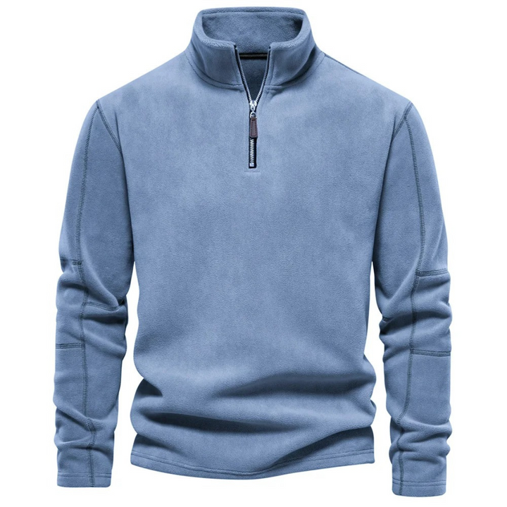 Weicher Fleece Pullover mit Reißverschluss und Stehkragen