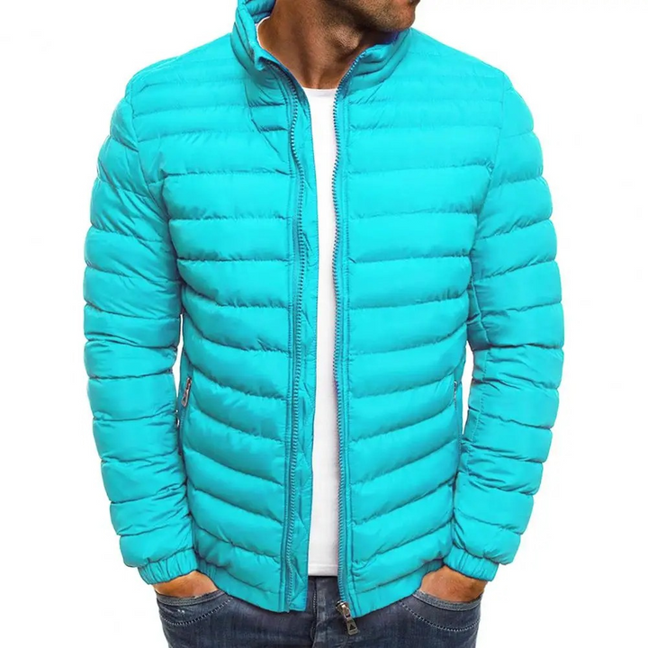 Herren Puffer Jacke mit Stehkragen und Frontreißverschluss