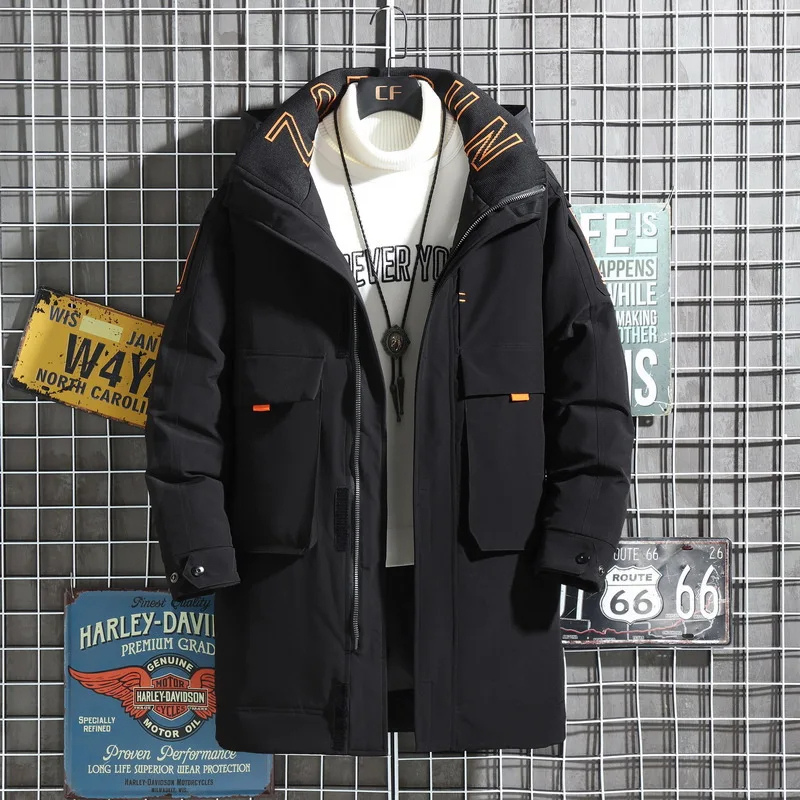 Herren Parka Winterjacke mit Kapuze und Reißverschluss-Taschen