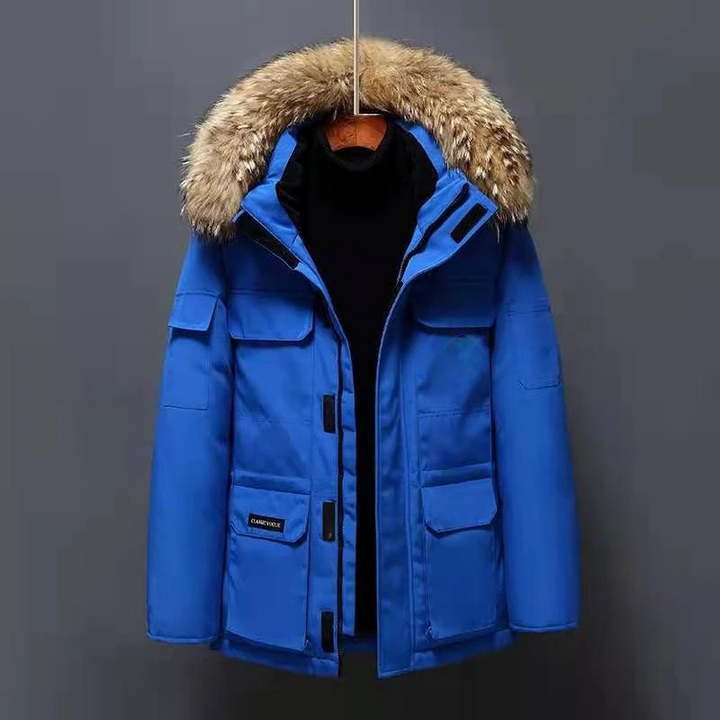 Herren Parka Winterjacke winddicht mit warmem Futter und Reißverschluss