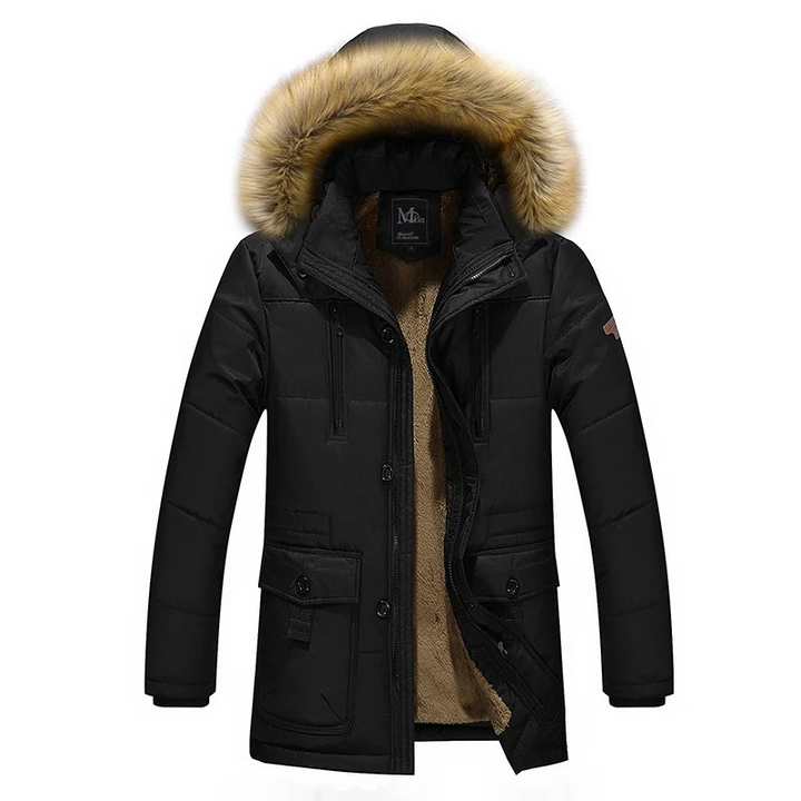 Herren Parka Winterjacke Mit Warmem Futter Und Abnehmbarem Fellkragen