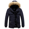 Herren Parka Winterjacke mit Fellkapuze und warmem Innenfutter