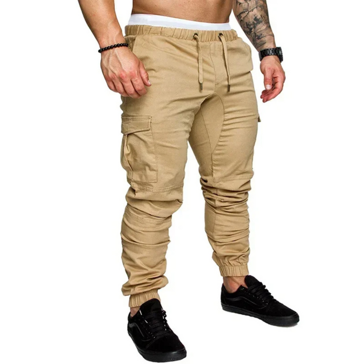 Multi Tasche gewebt Stoff cargohose herren mit Kordelzug