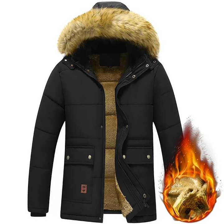 Herren Parka Winterjacke Mit Warmem Teddyfutter Und Abnehmbarer Kapuze