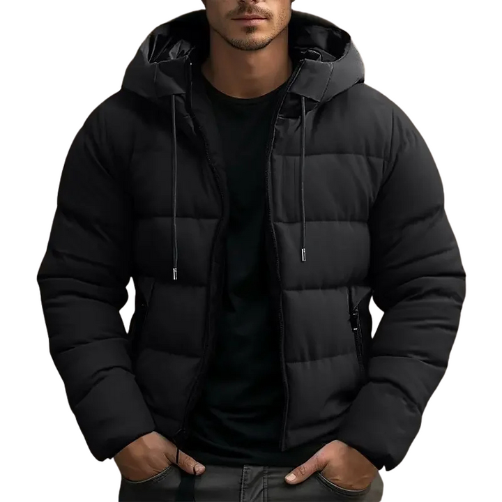 Herren Puffer Jacke mit Kapuze und Reißverschlusstaschen - Winterjacke