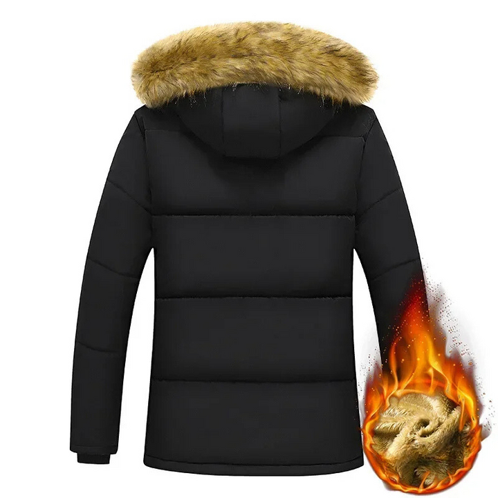 Herren Parka Winterjacke gefüttert mit Fellkapuze und Taschen