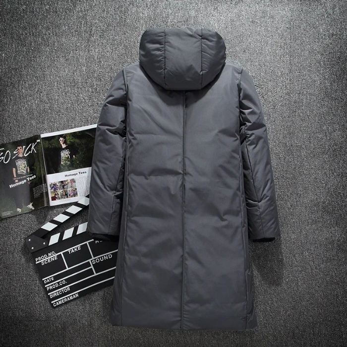 Herren Parka Winterjacke lang geschnitten mit Kapuze und Taschen