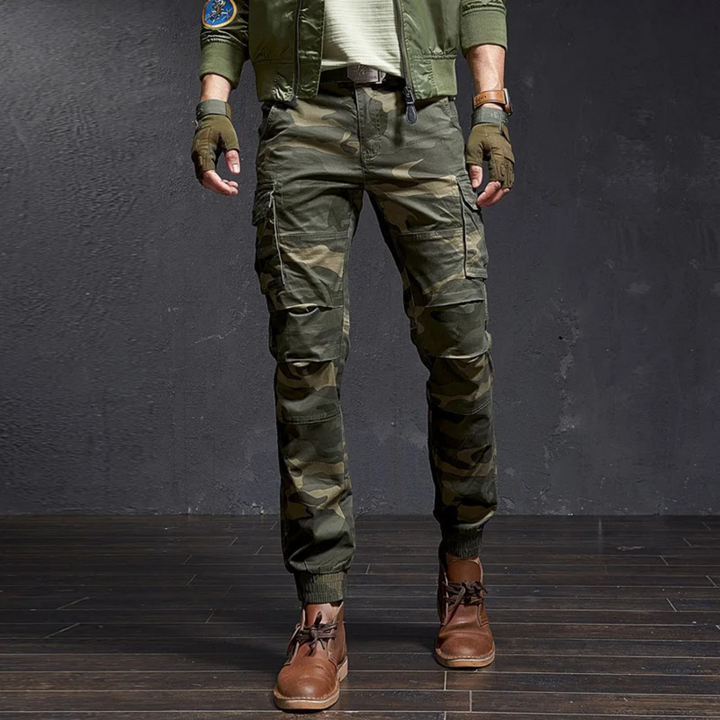 Militär Farbe skinny lange cargohose herren