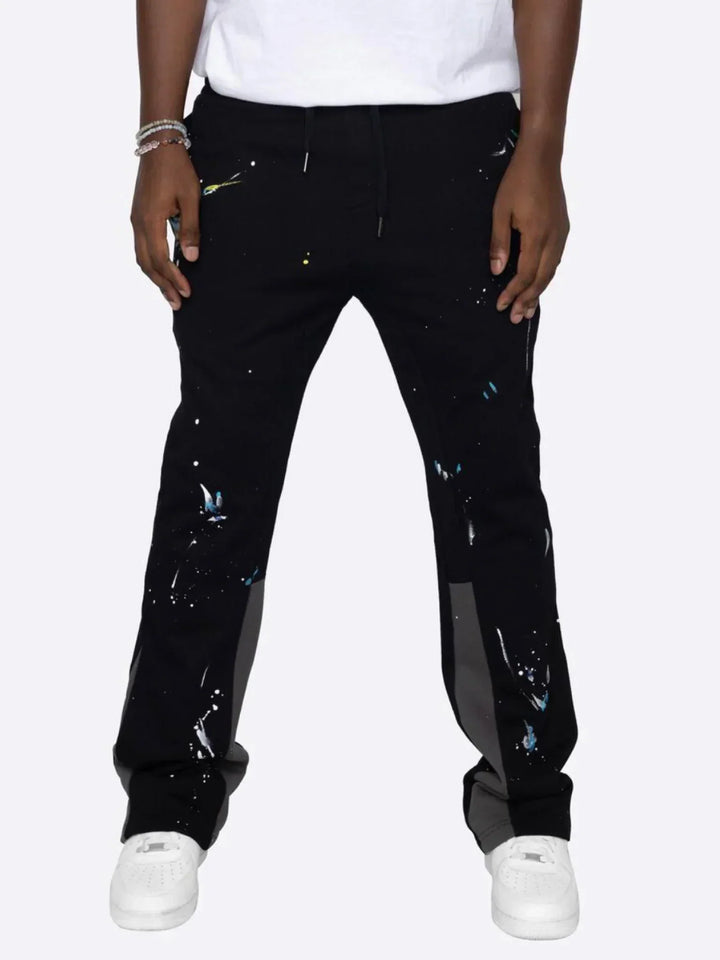 Herren - Flare Sweatpants - Bequeme Baumwolle - Farbspritzer für entspannte Tage