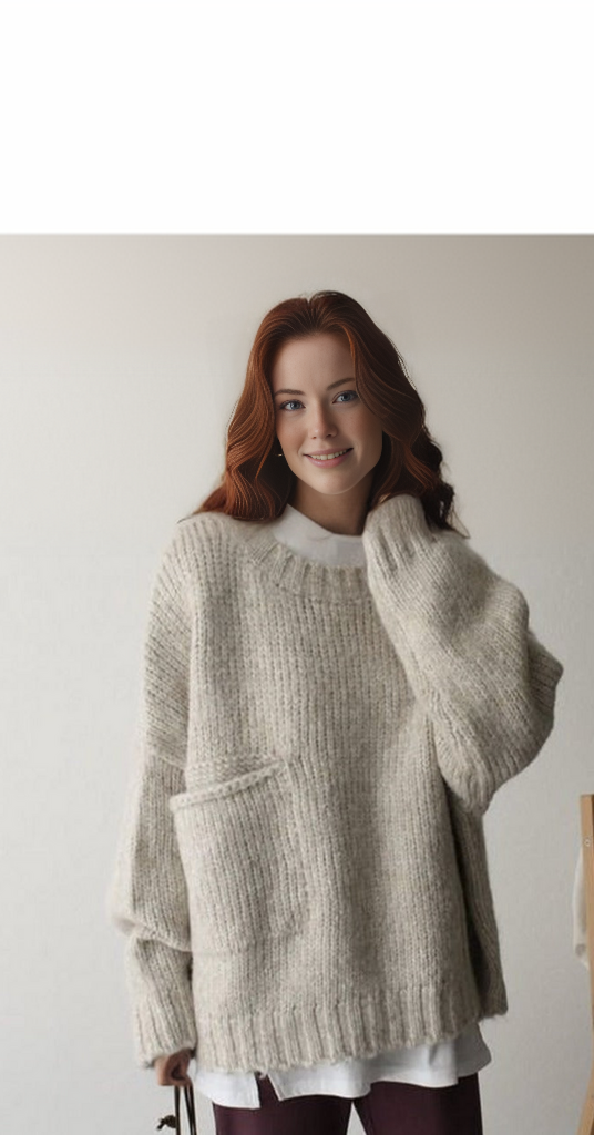 Übergroßer Strickpullover mit Tasche