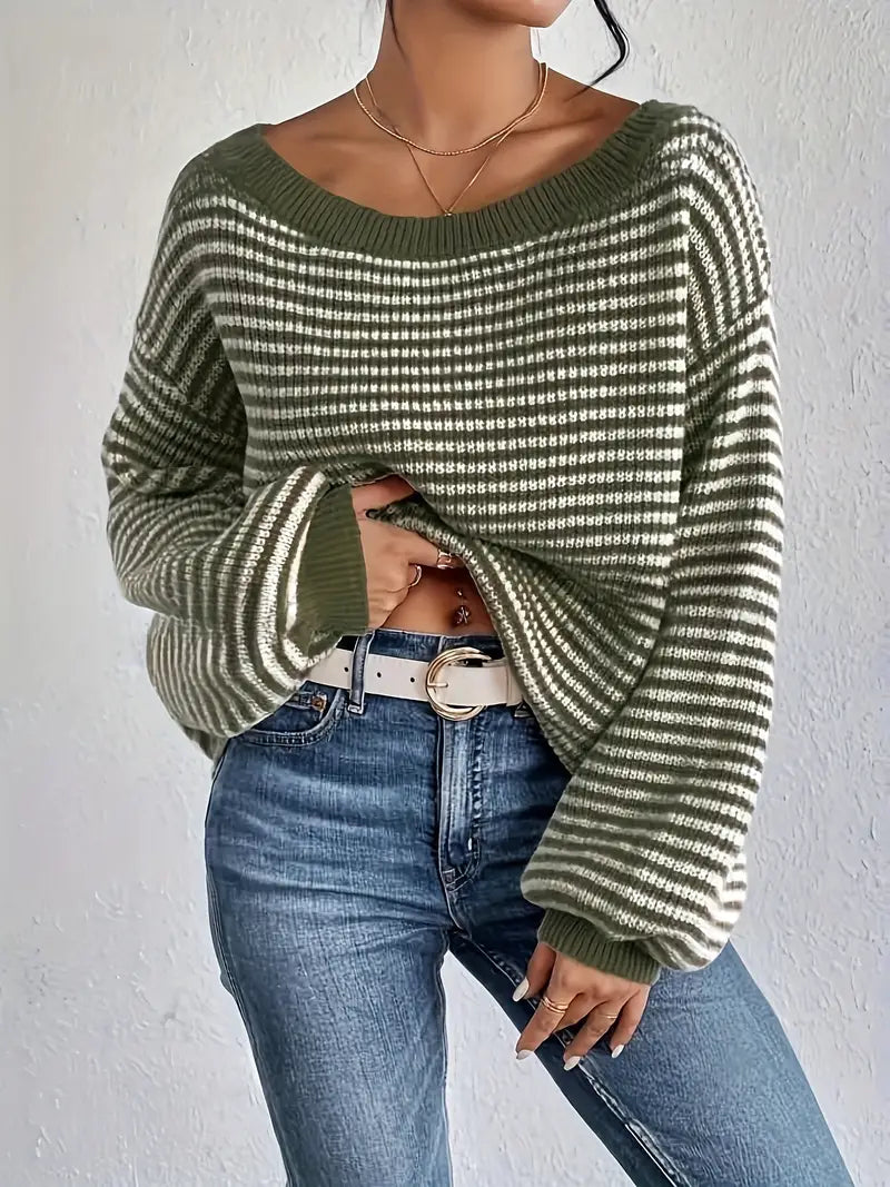 Strickpullover mit Rundhalsausschnitt und Puffärmeln