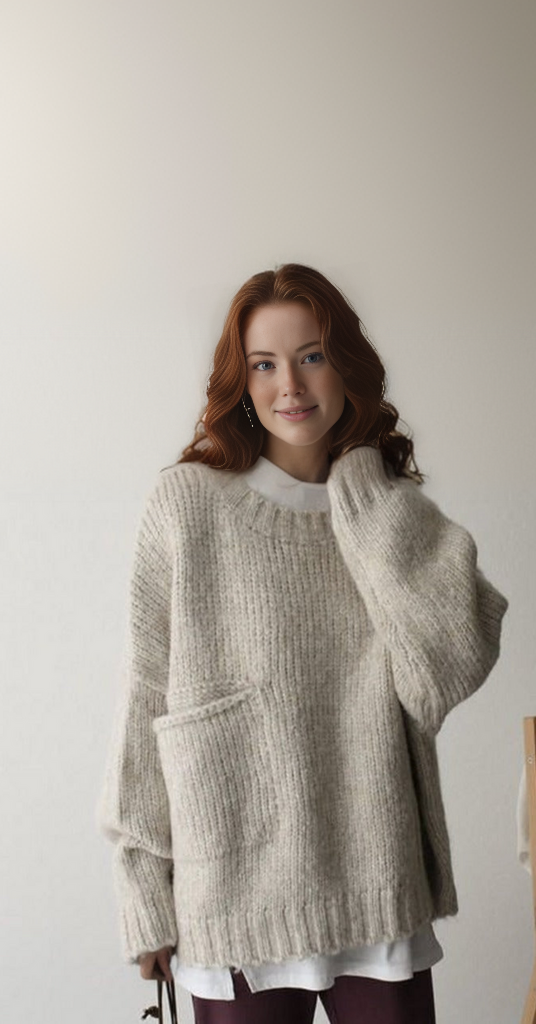 Übergroßer Strickpullover mit Tasche