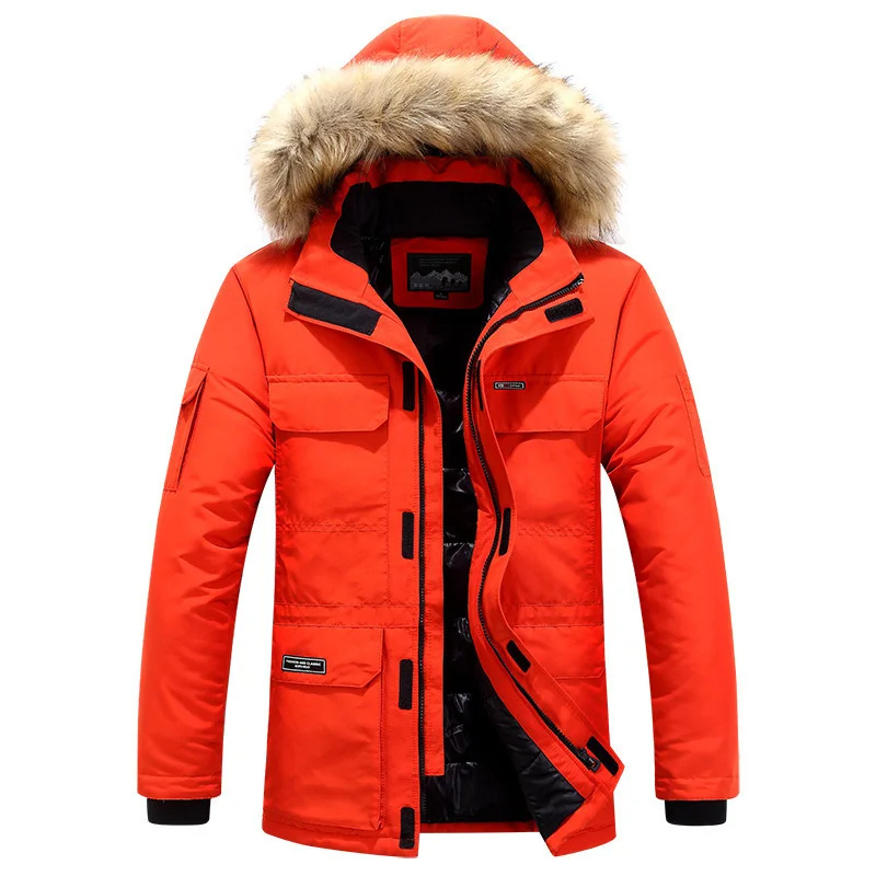 Herren Parka Winterjacke mit Fellkapuze und warmem Innenfutter