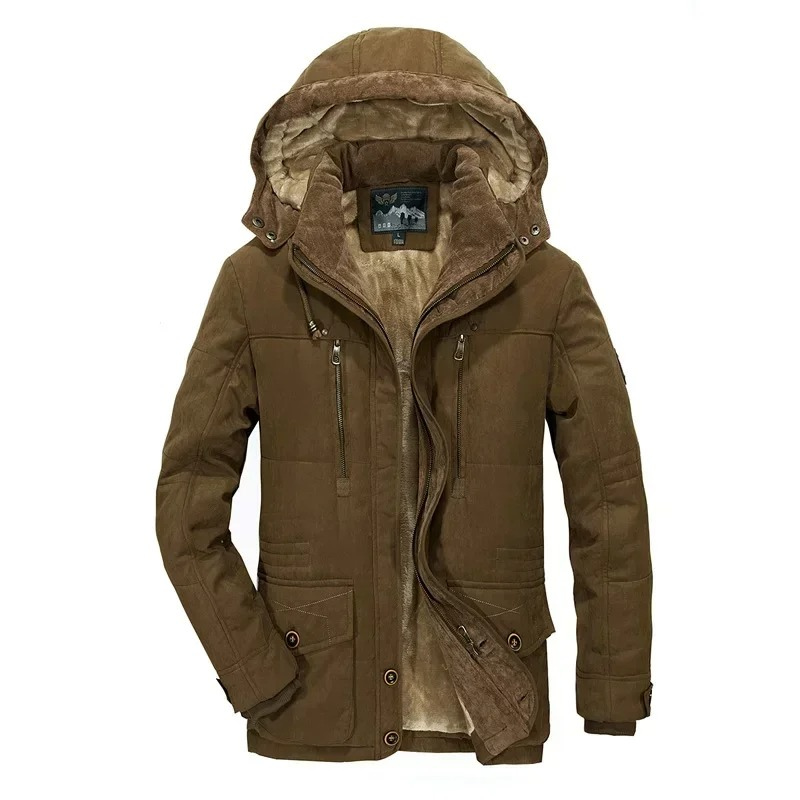 Warme Parka Jacke Herren mit Weichem Innenfutter und Kapuze