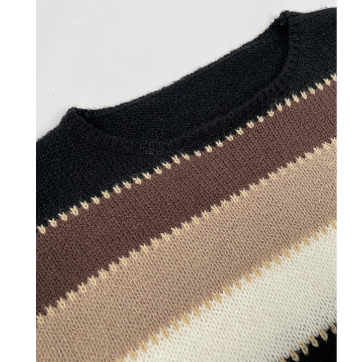 Bequemer Pullover mit breiten Streifen, Modischer Pullover