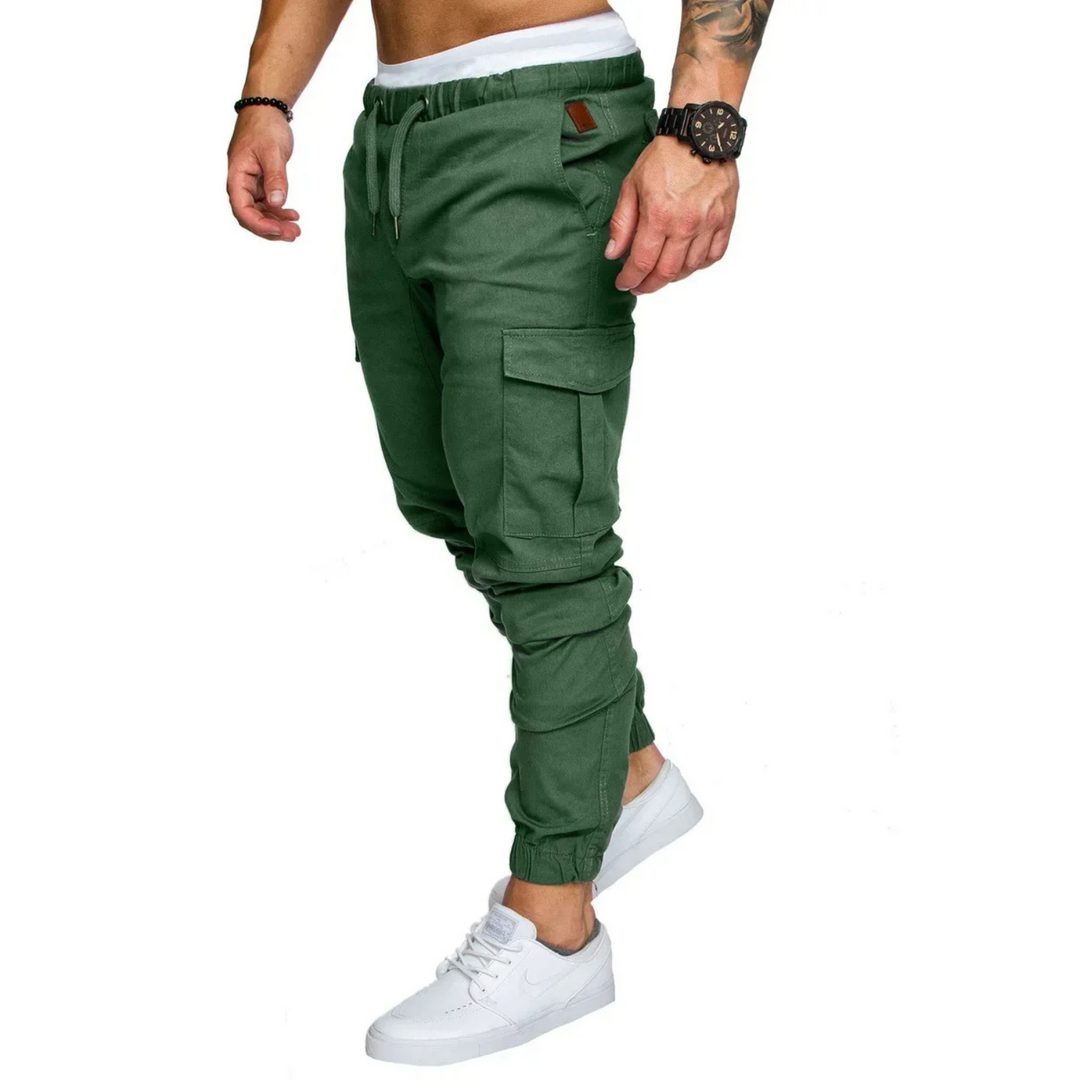 Multi Tasche gewebt Stoff cargohose herren mit Kordelzug