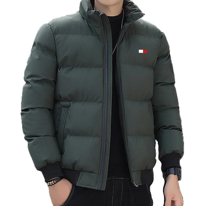 Herren Puffer Jacke mit Reißverschlusstaschen und Patch-Detail