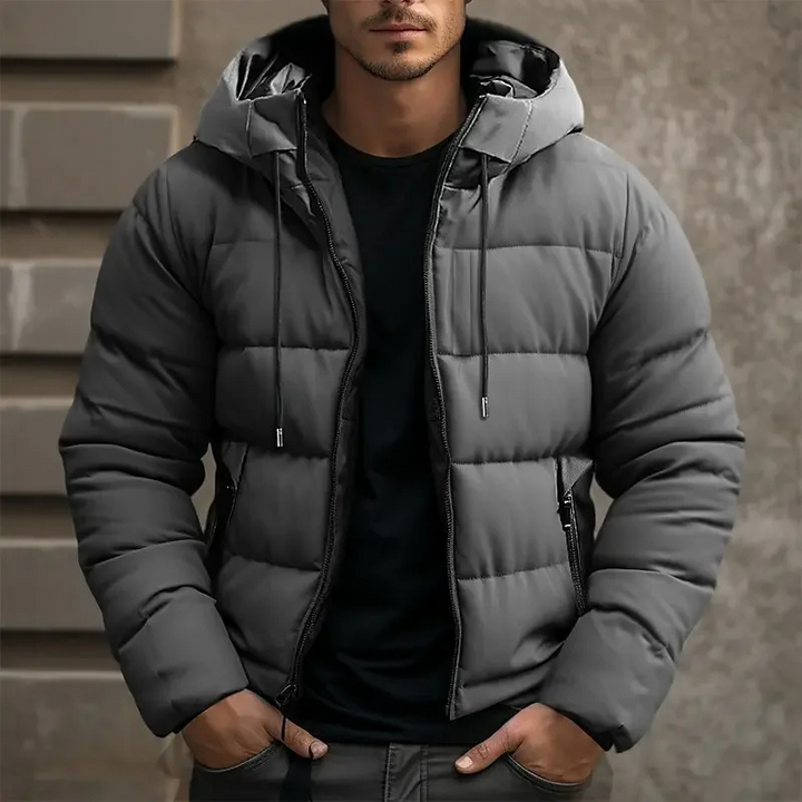 Herren Puffer Jacke mit Kapuze und Reißverschlusstaschen - Winterjacke