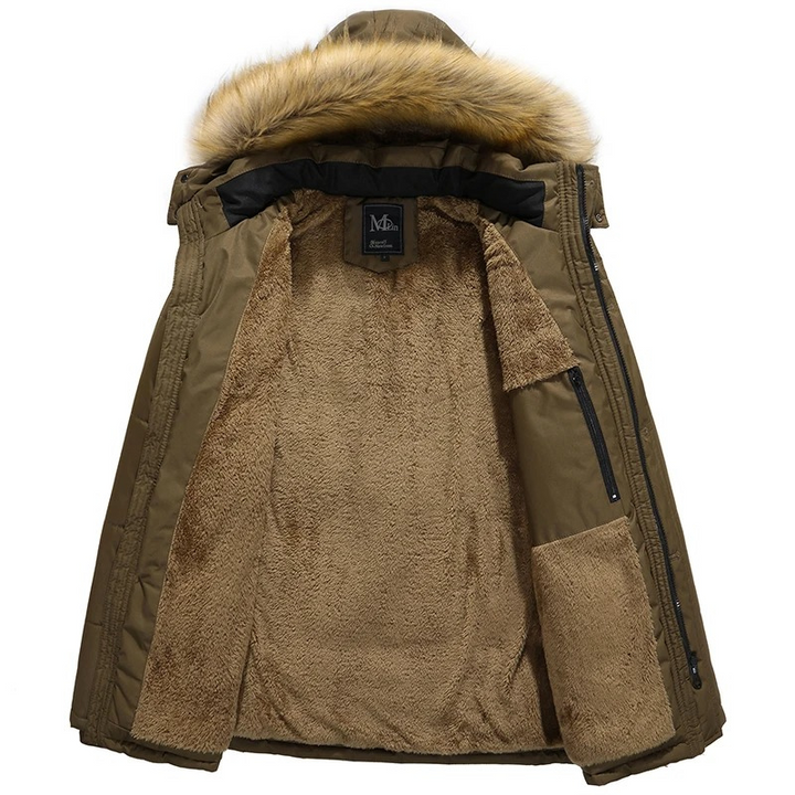 Herren Parka Winterjacke Mit Warmem Futter Und Abnehmbarem Fellkragen