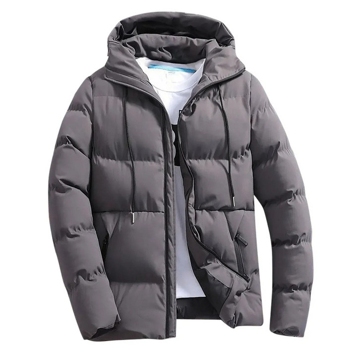 Herren Puffer Jacke mit Kapuze und Zugband