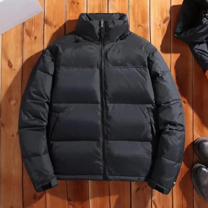 Herren Puffer Jacke mit Stehkragen und Frontreißverschluss