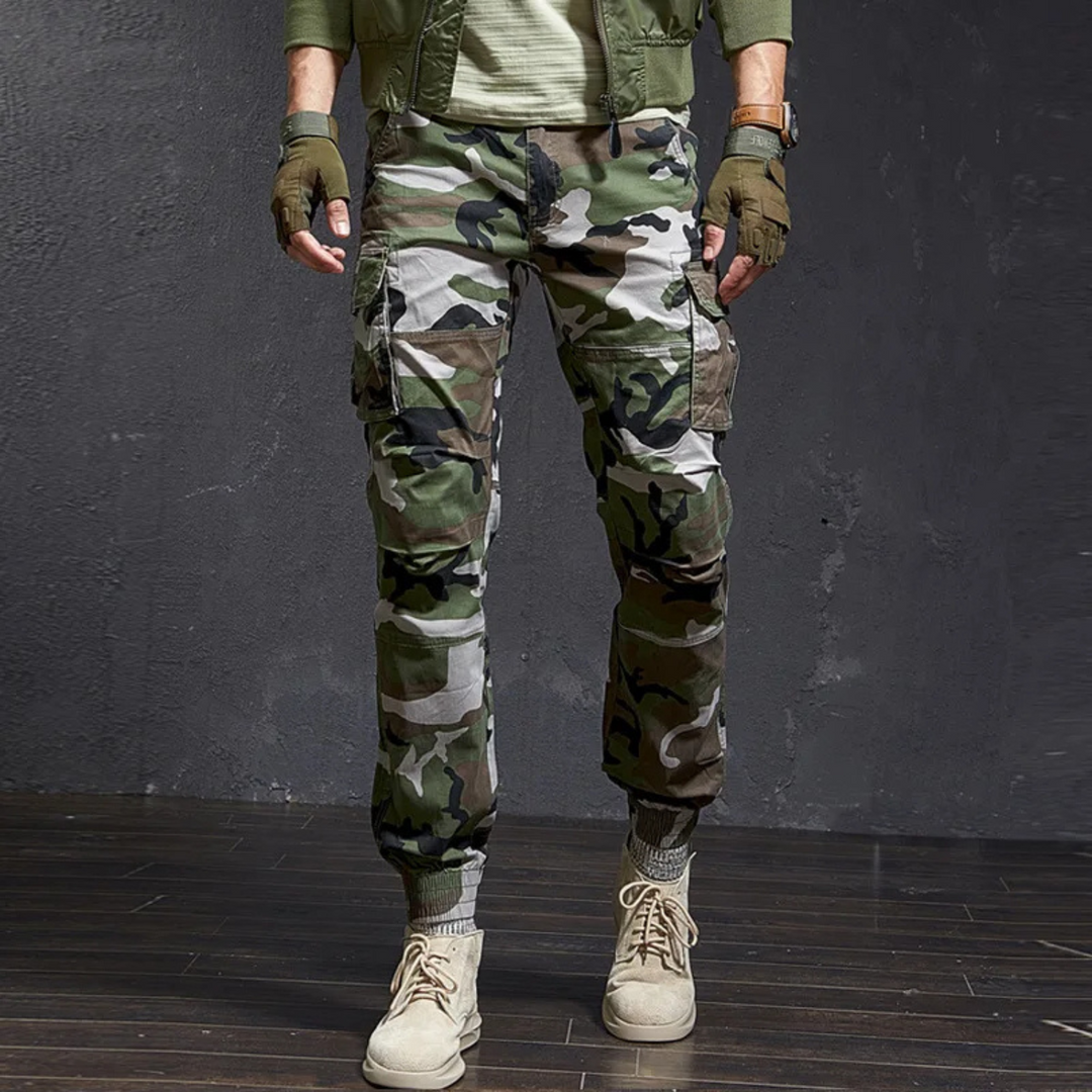 Militär Farbe skinny lange cargohose herren