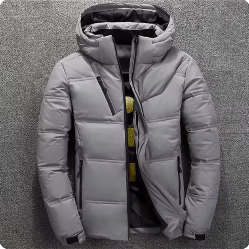 Herren Puffer Jacke mit Kapuze und Verstellbarem Kordelzug