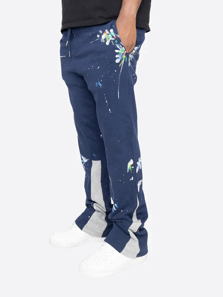 Herren - Flare Sweatpants - Bequeme Baumwolle - Farbspritzer für entspannte Tage