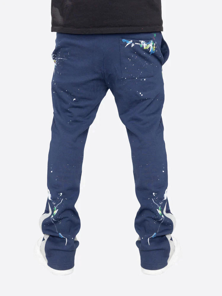 Herren - Flare Sweatpants - Bequeme Baumwolle - Farbspritzer für entspannte Tage