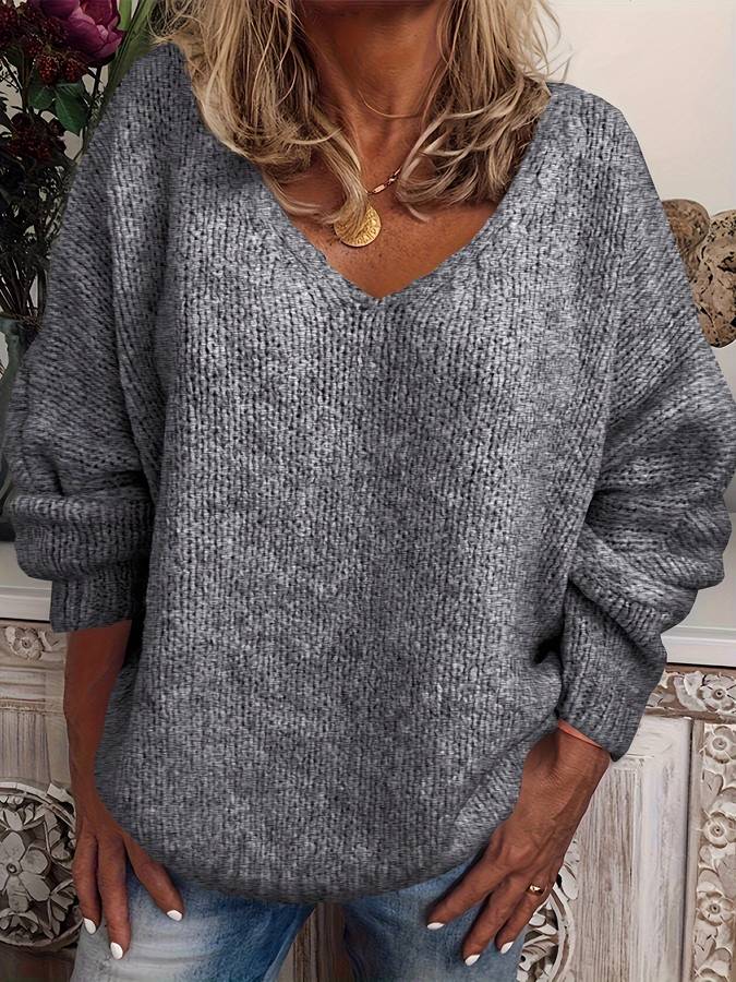 Übergroßer Pullover mit V-Ausschnitt