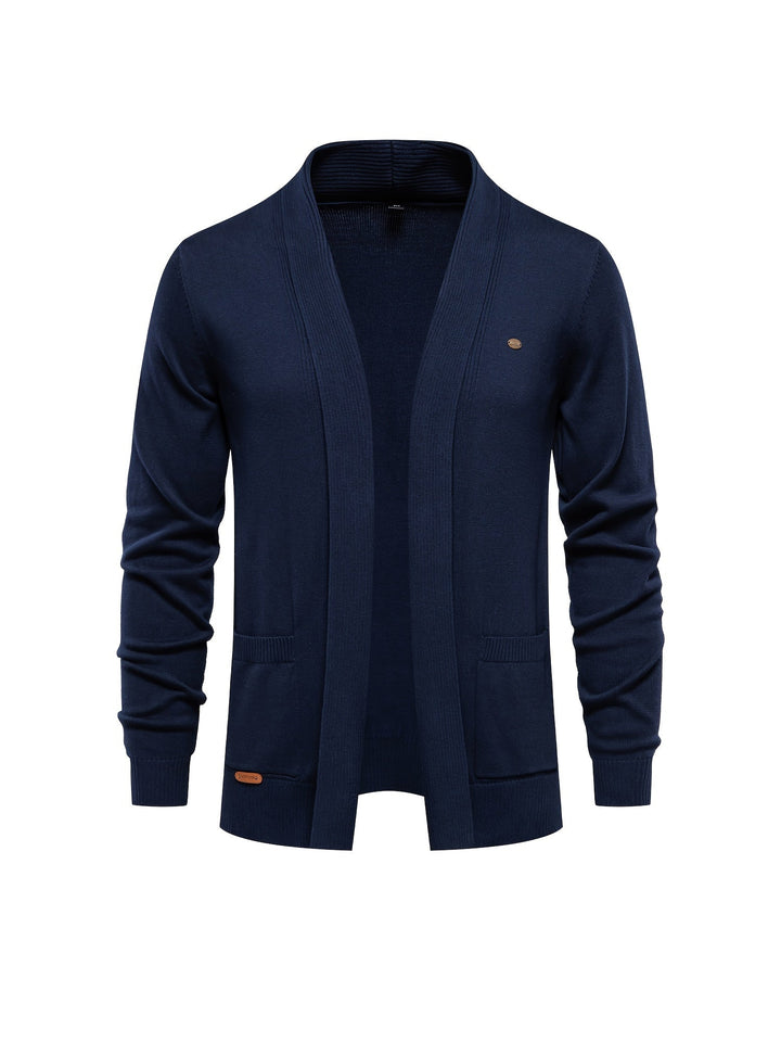 Herren Strickjacke mit V-Ausschnitt und offener Vorderseite