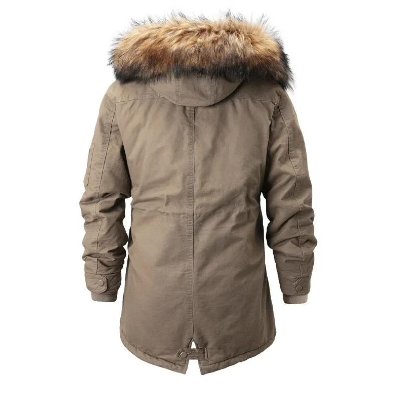 Herren Parka Winterjacke Mit Abnehmbarem Kunstfellkragen Und Warmem Futter