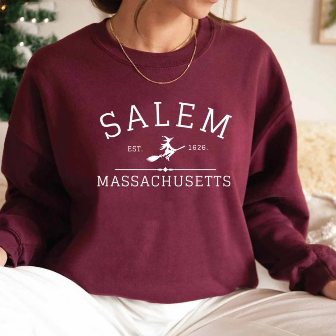 Lässiges Sweatshirt mit Salem Massachusetts Design - Damenpullover