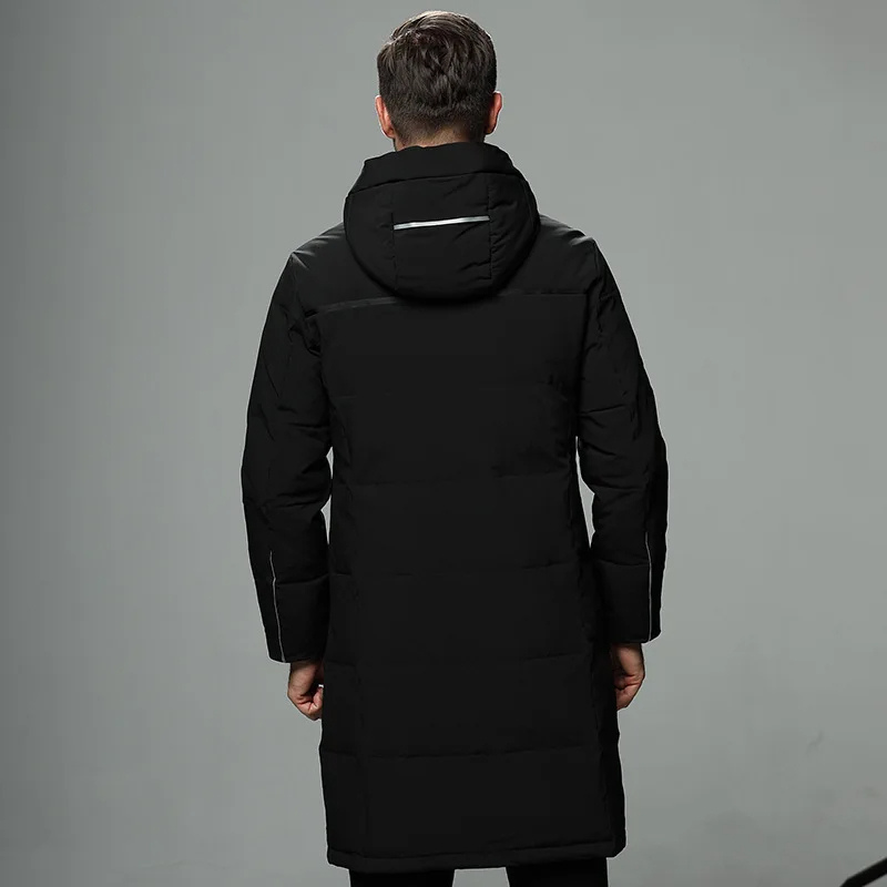 Herren Parka Winterjacke lang geschnitten mit Kapuze und Reißverschluss