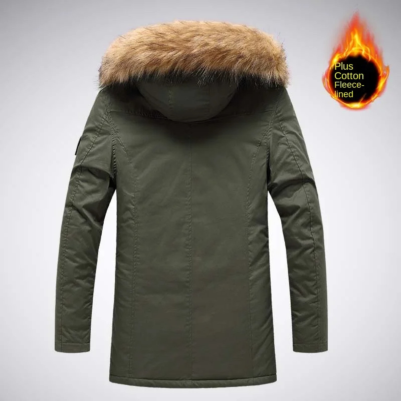 Herren Parka Winterjacke warm gefüttert mit Reißverschluss und Taschen